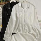 Pearl-trim Rhinestone Loose Shirt