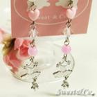 Sweet Pink Ballet Dress Swarovski Crystal Silver Earrings