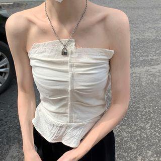 Strapless Frill Trim Camisole Top Camisole Top - Plain - One Size