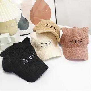 Cat Embroidered Fleece Baseball Cap