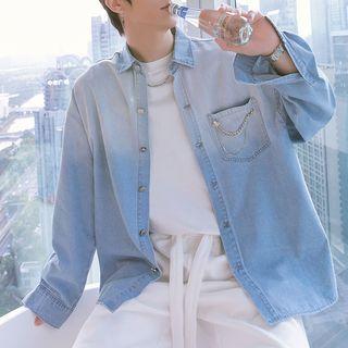 Chain Detail Gradient Pocket Denim Shirt