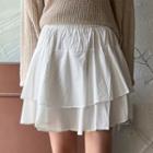 Band-waist Mini Layered Skirt