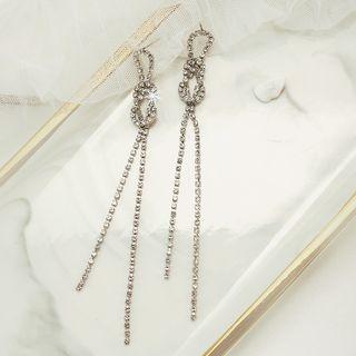 Rhinestone Knot Fringed Earring