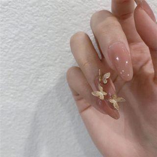 Butterfly Pointed Faux Nail Tips 01 - Light Brown - One Size