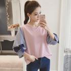 Bow Mock Two-piece Elbow-sleeve T-shirt