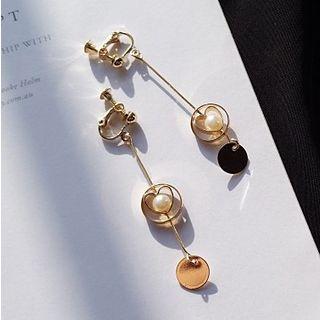 Heart Pearl Drop Earrings / Ear Cuffs
