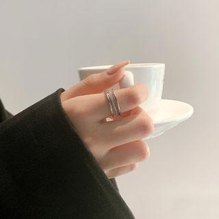Layered Alloy Ring Silver - One Size