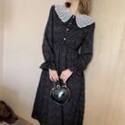 Long-sleeve Fringe Midi Dress Black - M