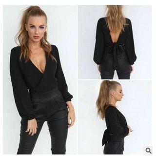 V-neck Cropped Blouse