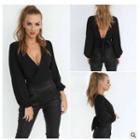 V-neck Cropped Blouse
