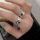 925 Sterling Silver Faux Woven / Lettering Open Ring