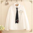 Embroidered Tie Long-sleeve Shirt