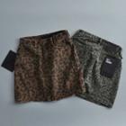Leopard Print Denim Mini Fitted Skirt