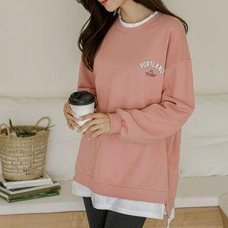 Letter Dip-back Layered Sweatshirt