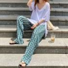 Short-sleeve Slit T-shirt / Patterned Wide-leg Pants