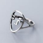 925 Sterling Silver Face Open Ring Ring - One Size