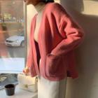 Open-front Pocket-trim Cardigan