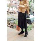 Zip-side Accordion-pleat Midi Skirt