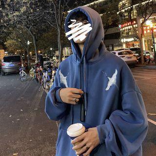 Crane Print Zip-up Hoodie