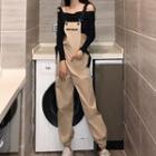 Off Shoulder Long-sleeve Crop Top / Jumper Pants