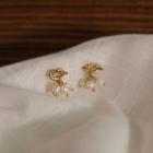 Knot Alloy Freshwater Pearl Fringed Earring