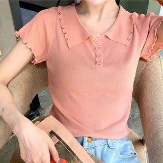 Ruffle Short-sleeve Polo Shirt