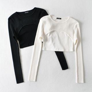 Set: Camisole Top + Ribbed Cropped Knit Top