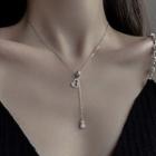 Rhinestone Gourd Pendant Necklace 1pc - Silver - One Size