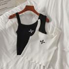 Star Embroidered Asymmetrical Tank Top