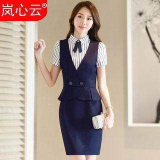 V-neck Peplum Dress / Blazer / Dress Shirt