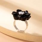 Floral Open Ring 20820 - 1pc - Black & Silver - One Size