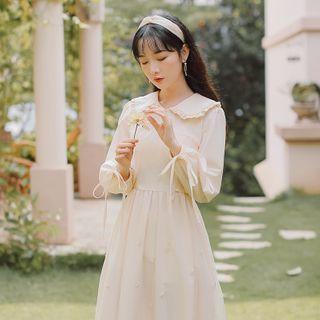 Ruffle Collar Long-sleeve Dress