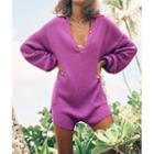 Long-sleeve Polo Knit Romper