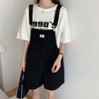 Denim Back Strap Wide-leg Shorts