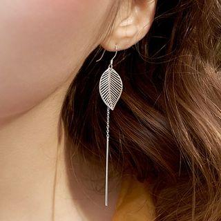 Non-matching 925 Sterling Silver Leaf Dangle Earring