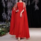 Slit-sleeve Sequined Sheath Evening Gown