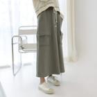 Drawstring-waist Pocket-detail Midi Skirt