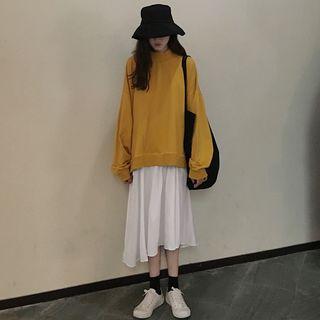 Set: Plain Sweatshirt + Sleeveless Midi Dress