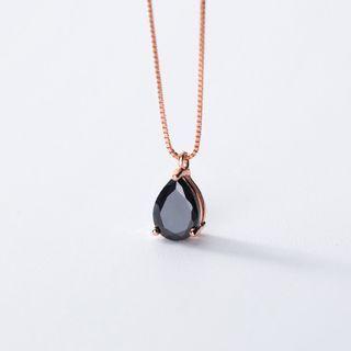 Ss925 Sterling Silver Water Drops Pendant Necklace Rose Gold - One Size