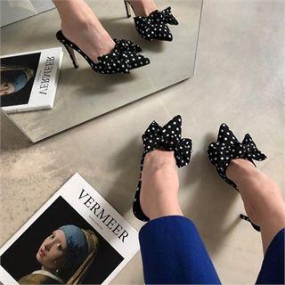 Bow-detail Dotted Mules