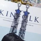 Rhinestone Star Fringed Earring 1 Pair - Earrings - Blue & Dark Silver - One Size