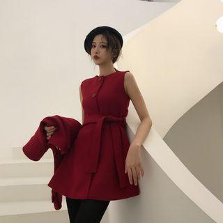 Cropped Jacket / Sleeveless A-line Mini Dress