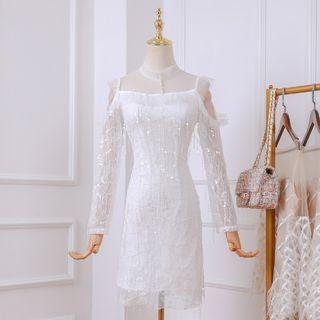 Sequined Long-sleeve A-line Party Dress