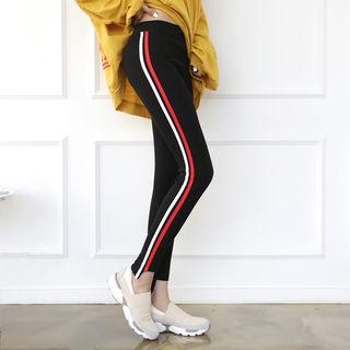 Cutout-hem Contrast-trim Leggings Pants