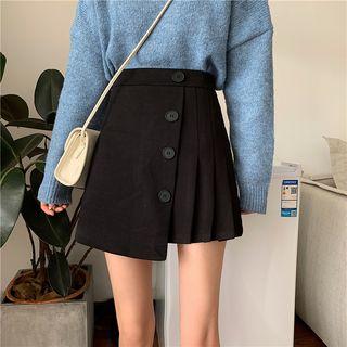 Asymmetric Hem Pleated A-line Skirt