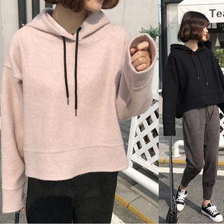 Plain Hoodie / Faux Suede Harem Pants