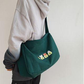 Canvas Graphic Print Crossbody Bag