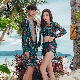 Couple Matching Printed Jacket / Bikini / Swim Shorts / Set