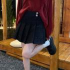 High-waist Pleated Tweed Mini Skirt