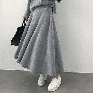 Brushed-fleece Maxi Flare Skirt